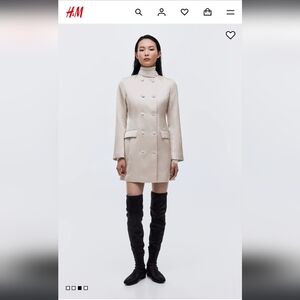 H&M Light Cream Double-Breasted Trench Coat Style Dress